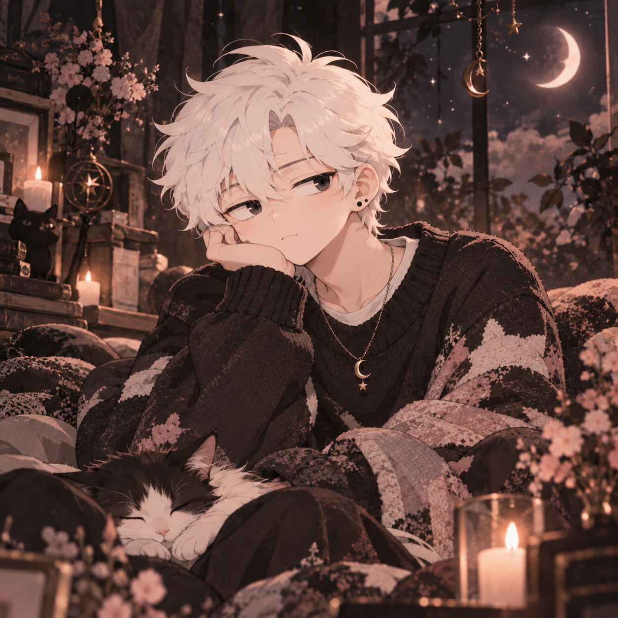 Mochigore — short white hair, grey eyes
